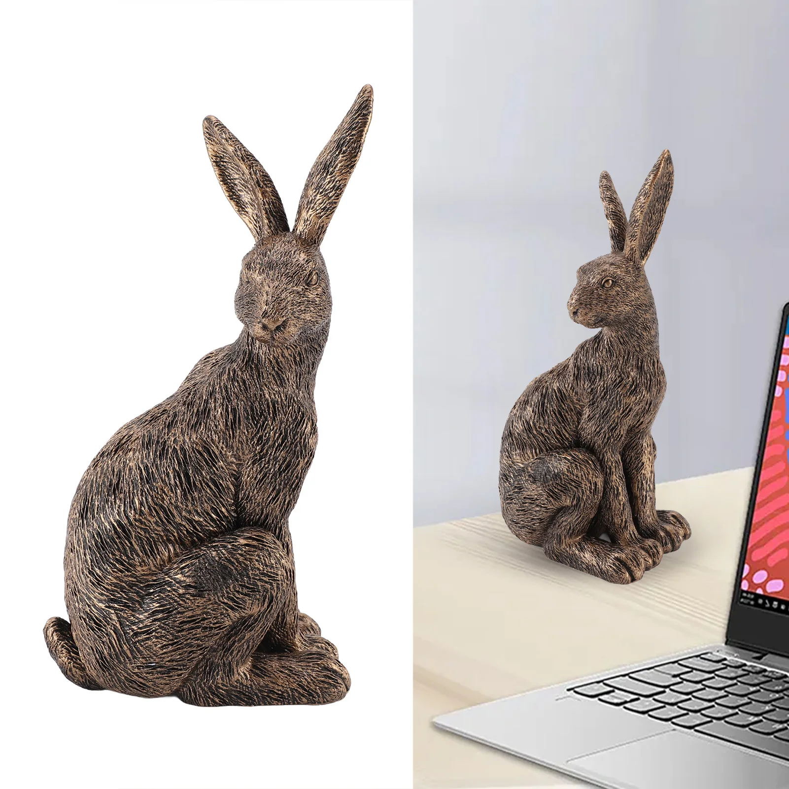 

Sitting Rabbit Decor Antique Collectable Resin Animal Figurine Ornament For Home Living Room Study