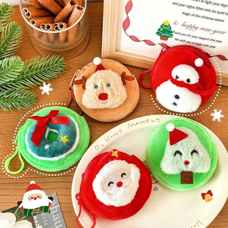 Cartoon Animal Plush Coin Purse Lightweight Cute Stuffed Change Pouch with Keychain for Outdoor Travel Use