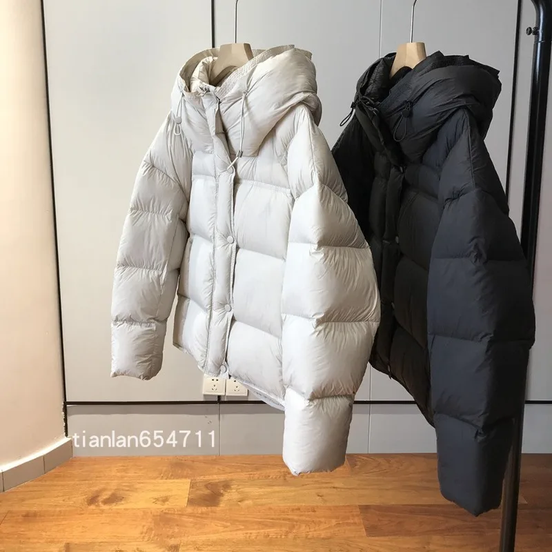 

Shpmishal 2025 г., модная зимняя новая толстая повседневная однотонная куртка с воротником-стойкой, свободные короткие парки с капюшоном, женская одежда