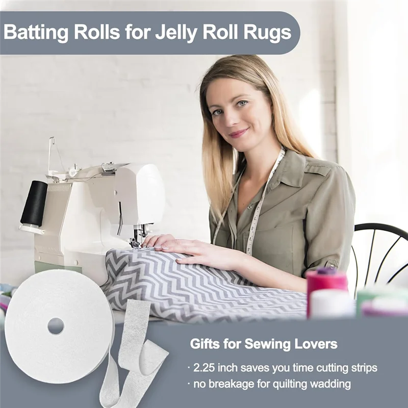 Desired-3 Roll Jelly Roll Batting Strip Needle Punched Cotton Roll For Jelly Roll Rugs,Throw Rugs,Braided Rug