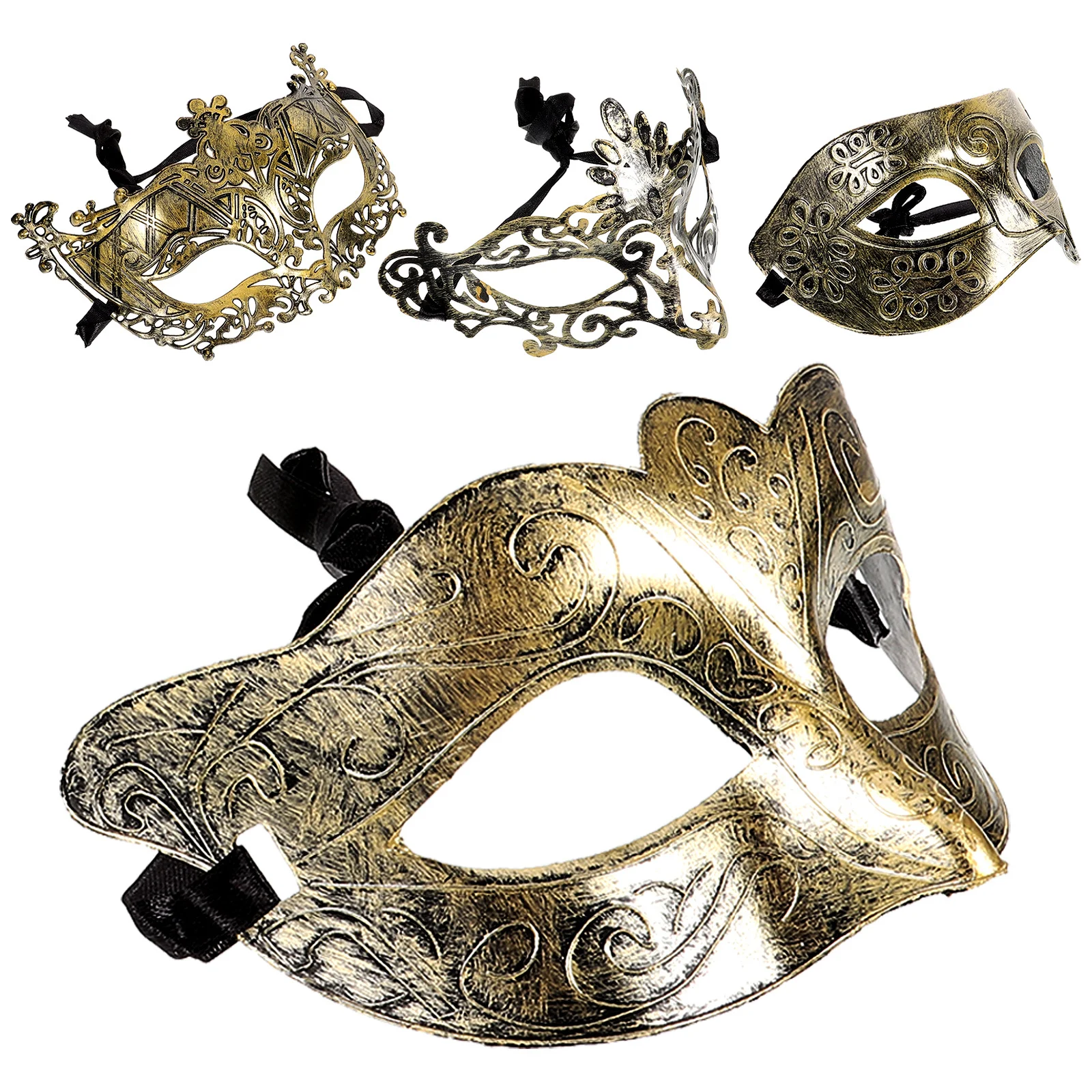 

4Pcs Retro Vintage Crown Masks Masquerade Plastic Masks Festival Halloween Party Mask Props Costume Cosplay Women Half Mask Prop