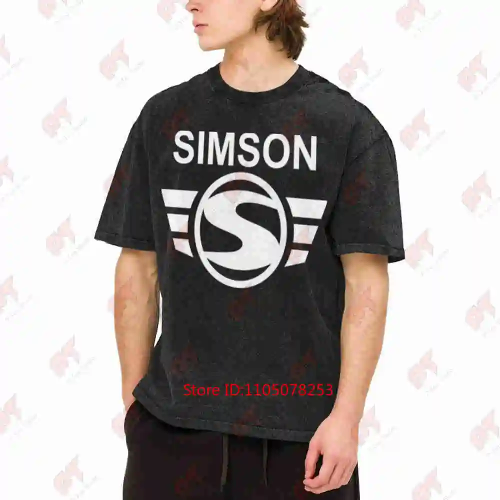 Simson Logo Silvery Active Vintage Washed Tee Pure Cotton T-Shirt