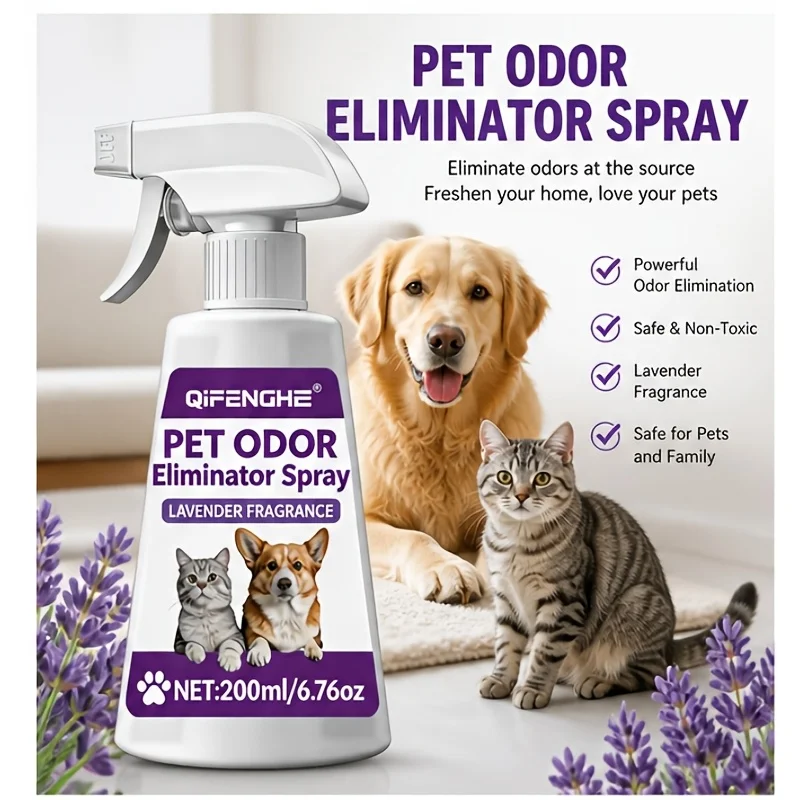 Pet Urine Odor Remover Spray, Efficient Stubborn Smell Eliminator, Pet Safe Deodorizer, Fast Drying No Residue Formula, Gentle D