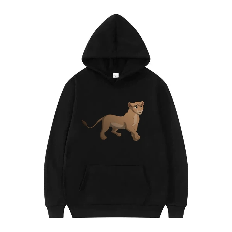 ディズニーライオンキングパターン女性ファッション黒春要素ルーズトップ服プルオーバーレディース安いパーカー男性スウェットシャツ