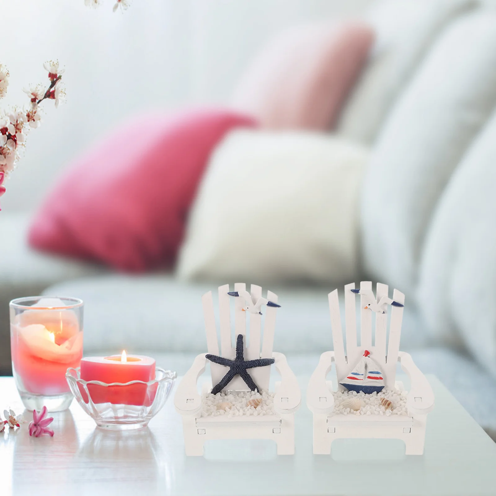 

2Pcs Miniature Chair Decor Beautiful Beach Nautical Home Office Bedroom Window Living Room Study Tabletop Gift Choice