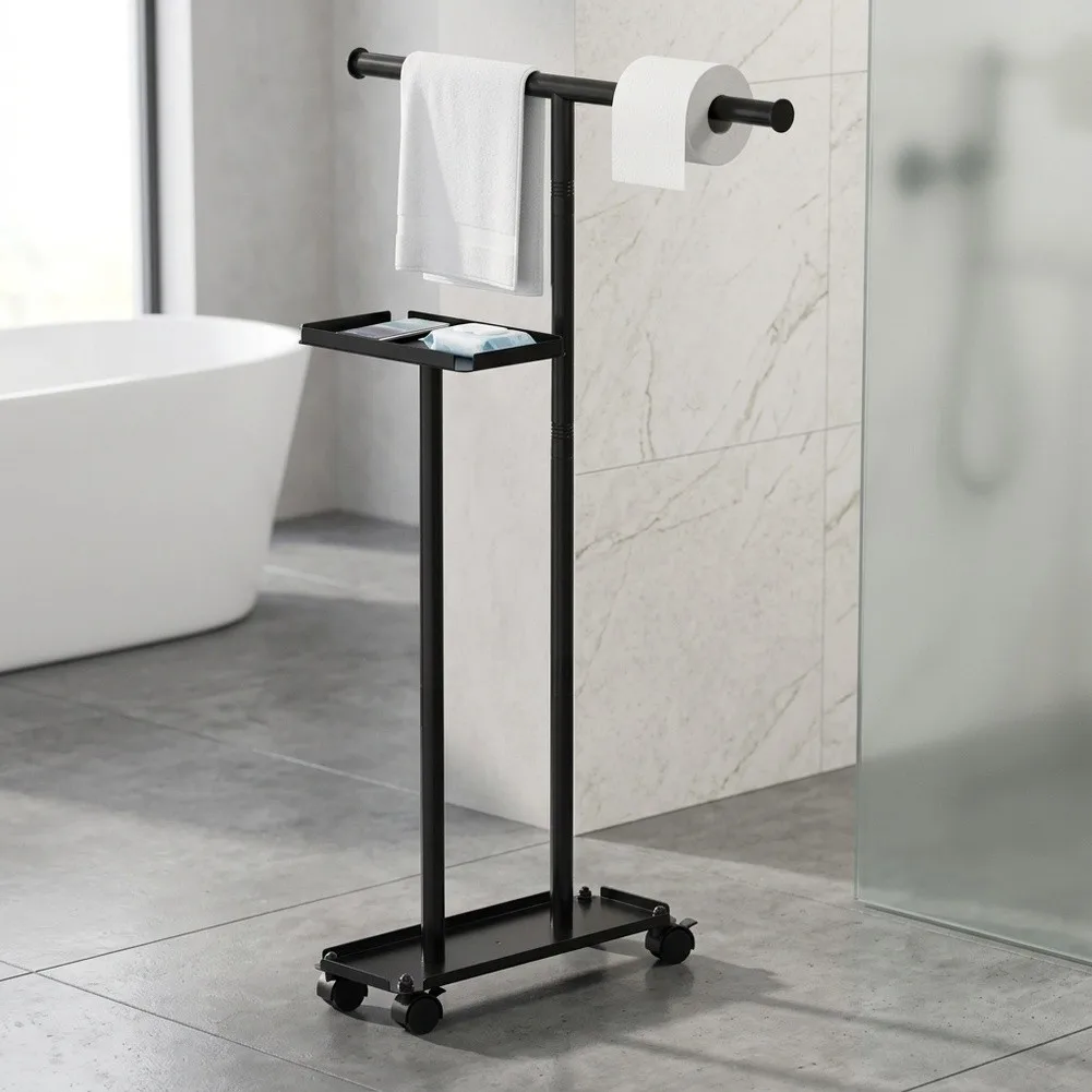 Clean-Line Towel Holder Featuring Toilet Paper Rack and Uncluttered Storage for platform for Consistent Bathroom Layout