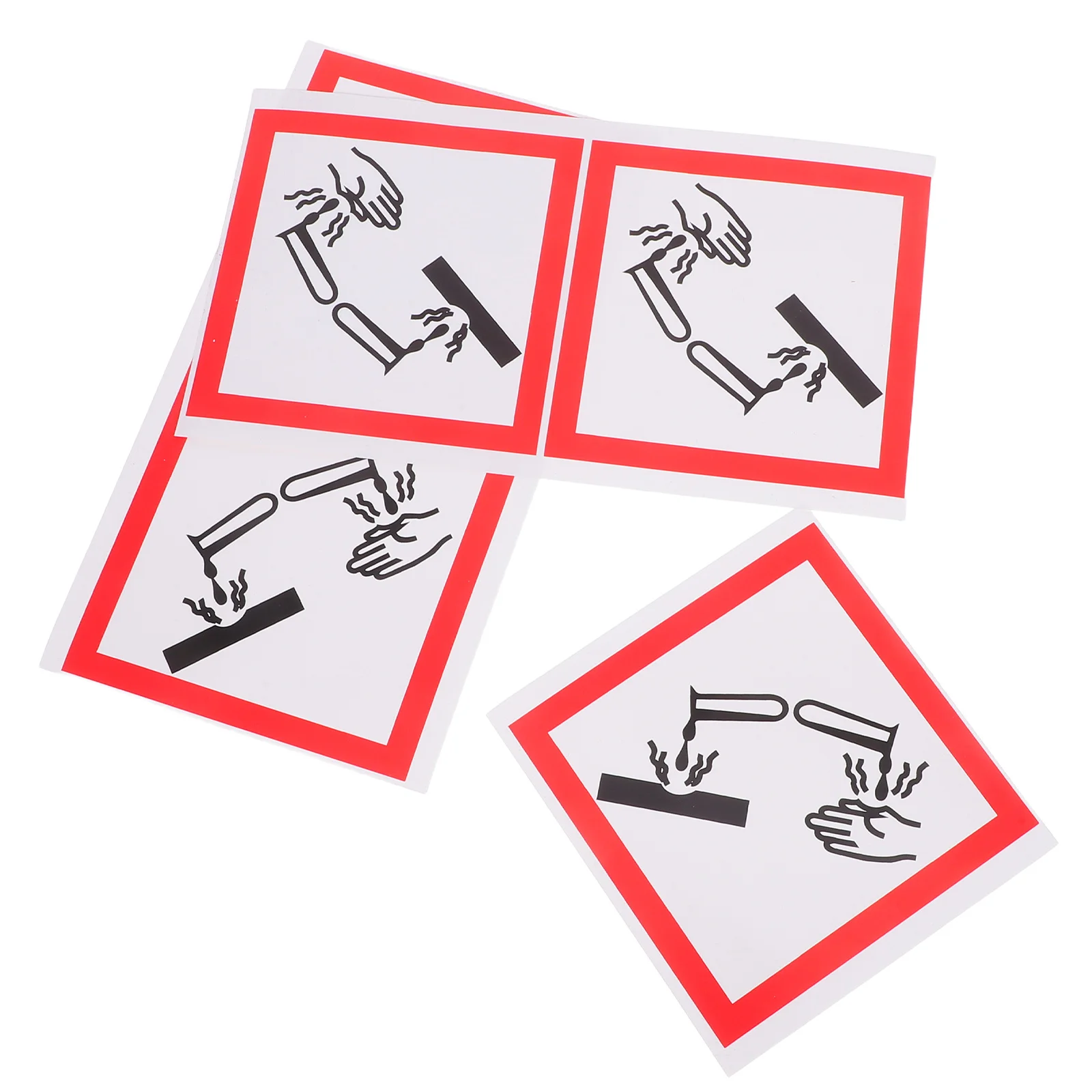 5Pcs Corrosive Safety Sign Stickers Self Adhesive Warning Caution Labels Chemical Material Identification Safety Decals Hazmat