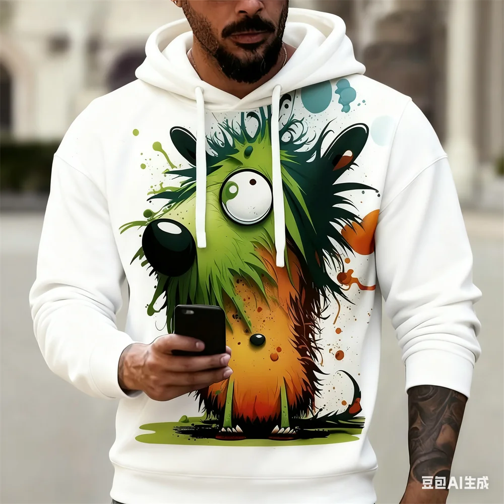 

Fashion Autumn and Winter Sweatshirts Funny 3D Animal Print Men's Hoodies Street Hip Hop Style y2k Clothes Casual Loose Pullover