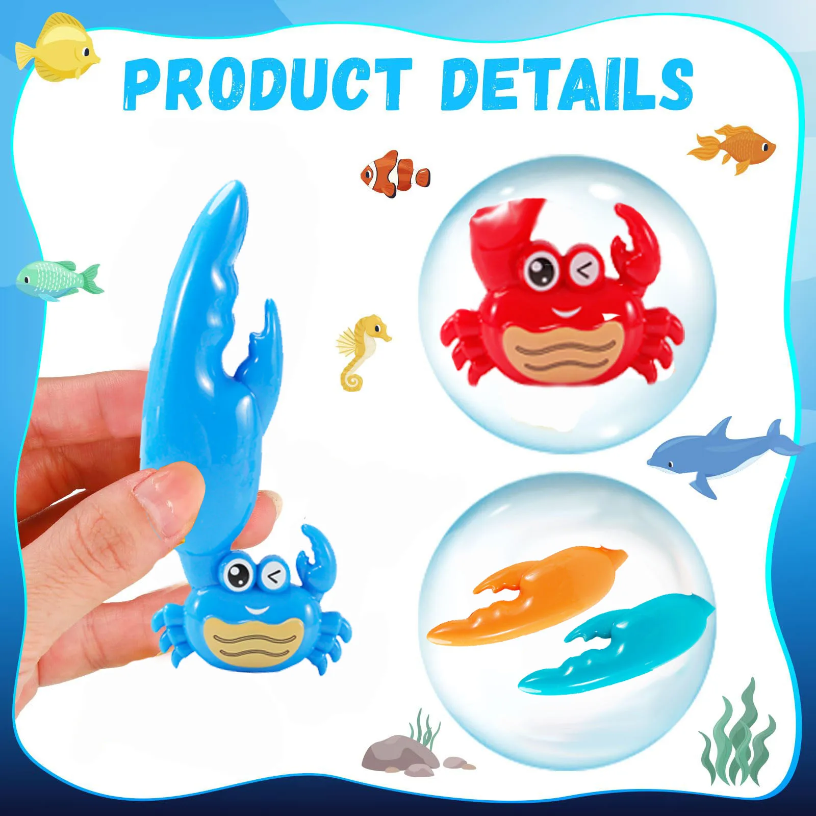 4 Pieces Crab Dive Toys Bath Toys Colorful Pool Toys Swim Pool  Kit Games for Toddlers Boys Girls Teens Adults