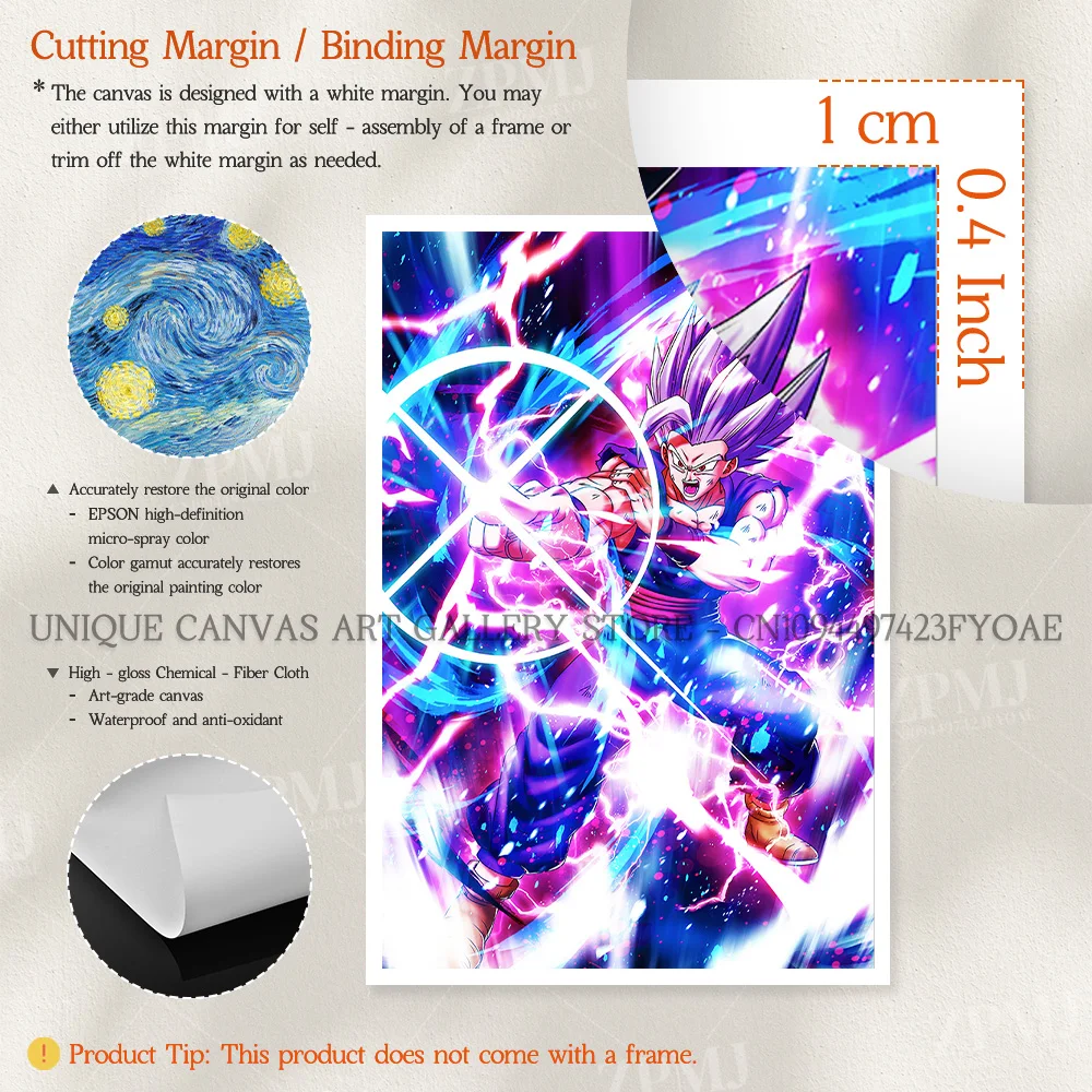 Dragon Ball Leinwand Malerei König SSJ4 Gogeta Home Decor Bild Hot Blooded Anime Druck Poster Für Wohnzimmer Wand Kunst Kein Rahmen – Detail 4
