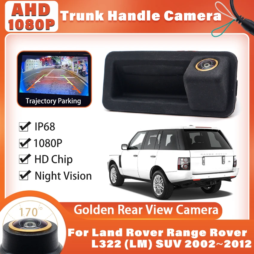 For Land Rover Range Rover L322 (LM) SUV 2002~2012 Car Truck Handle Rear View Camera Golden Fisheye Night Vision AHD 1080P CVBS