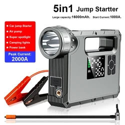 2000A Car Jump Starter with air Compressor Portable Flashlight Starting Device Power Bank Battery Automotive Booster start