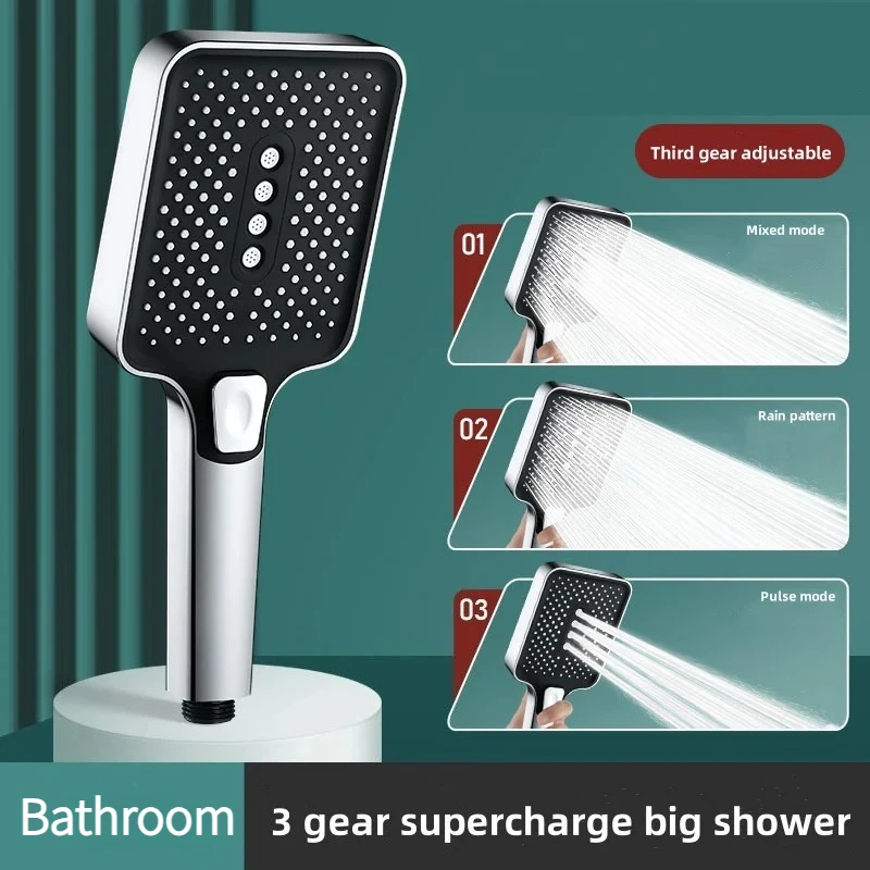 

Ручная насадка для душа, бытовая насадка для повышения давления, большая насадка для душа с выпуском воды, 3-скоростная регулируемая насадка для душа для ванной комнаты