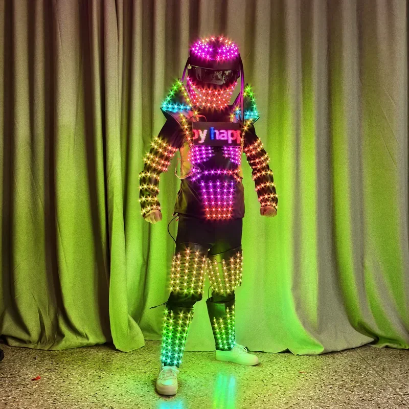 

LED Luminous Colorful Armor Robot Costume Iron-blooded Armor Alien Clothing Bar KTV Screen Clothes Atmosphere Props Performance