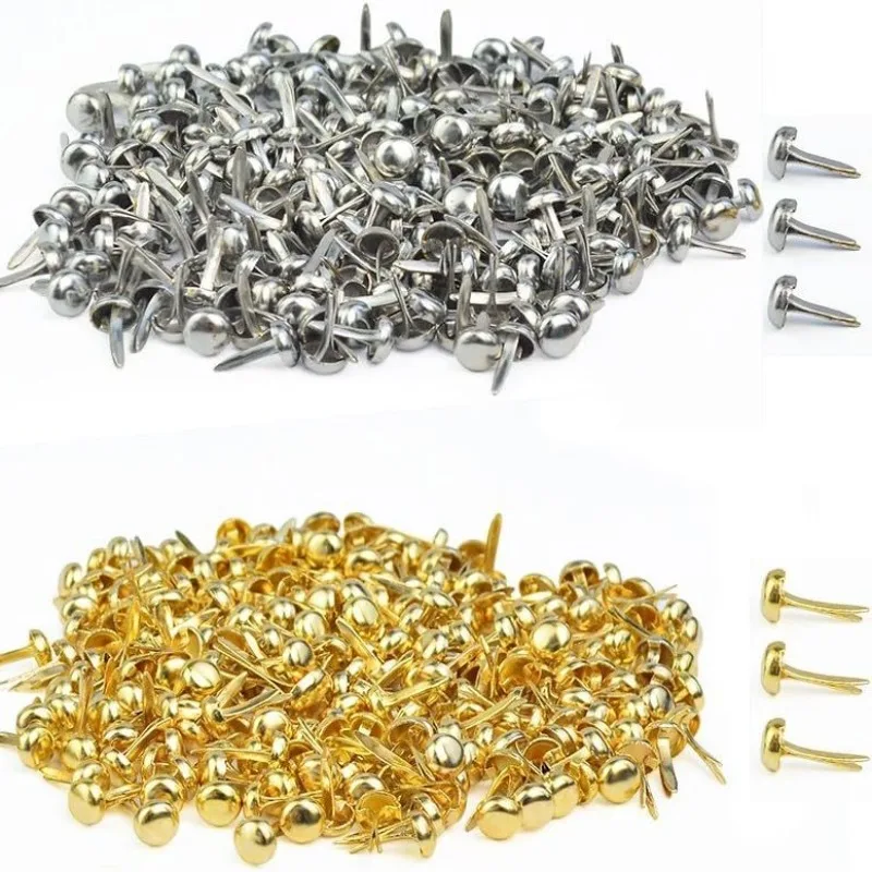 50/100Pcs Gold/Silver Brads Paper Fasteners Mini Brads Split Pins Round Head Fasteners DIY Paper Scrapbooking Crafts Supplies