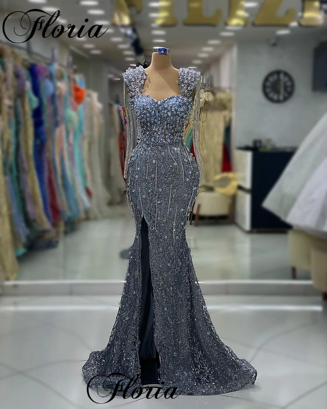 Vintage Mermaid Cocktail Dresses With Side Slit Sleeveless Crystals Celebrity Dresses Vestidos De Cóctel Engagement Dresses