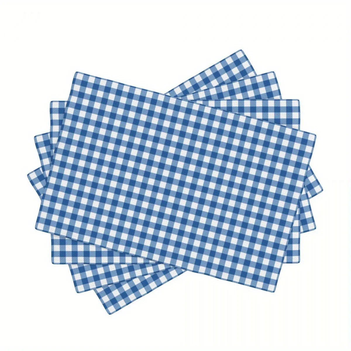 [Linen Placemat ] Blue Checkered Linen Placemats- Non-Slip, Hand 30x40cm, Rectangular Dining Table Mats With Classic Gingham Pa