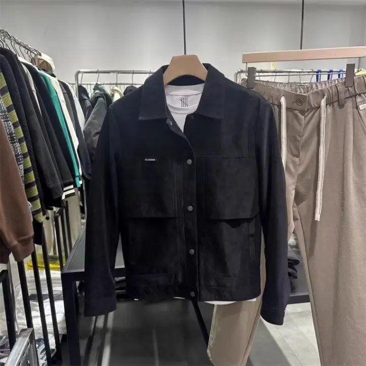 

Heavy Du Waed Bla Jeans Men's Casual Embroidered Denim Jaet Long Sve Outerwear Stand Fit Youth ular Spring A...