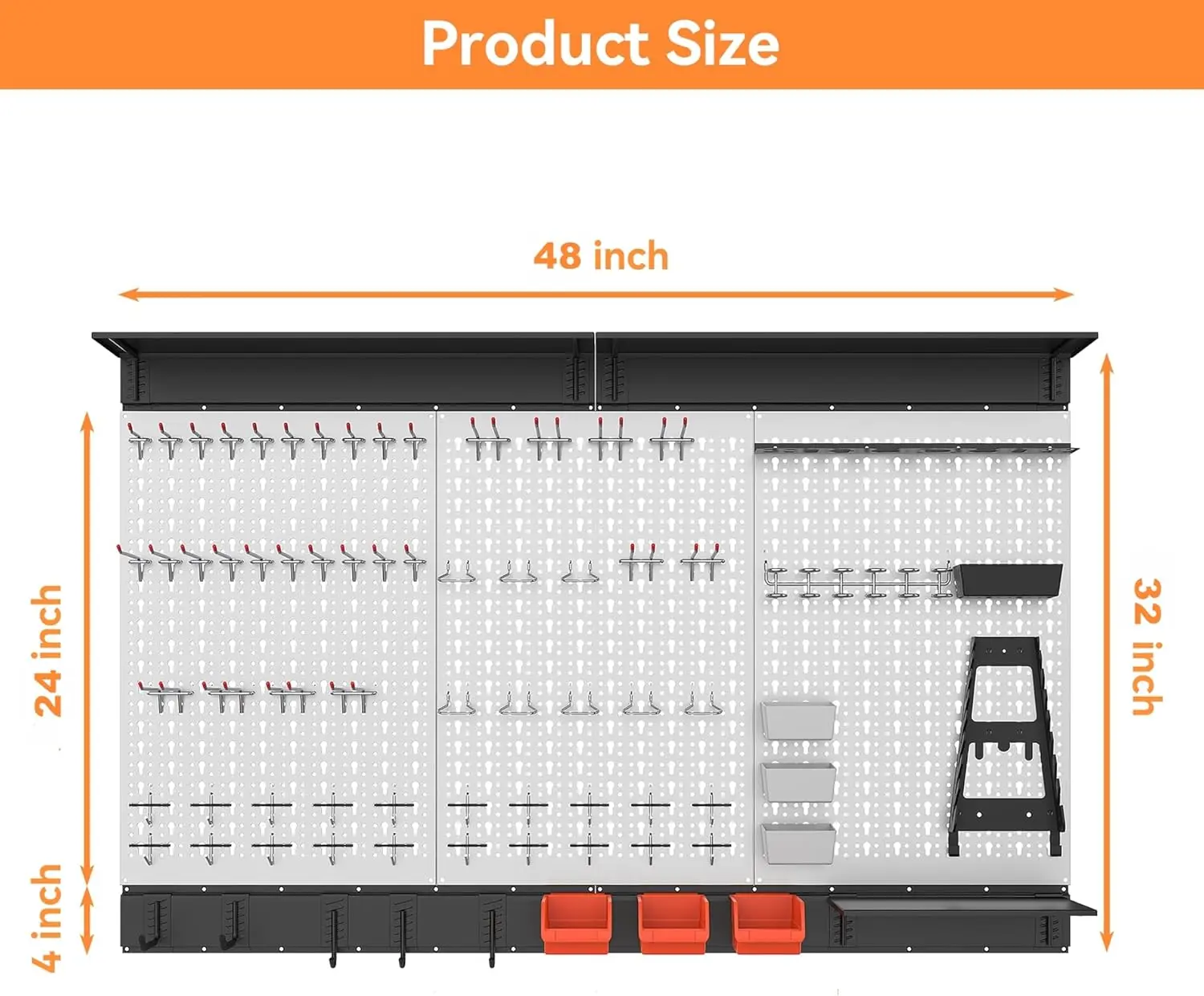 طقم منظم حائط Pegboard مع صناديق خطافات Pegboard ، نظام تخزين للمرآب ، منضدة عمل ، way way