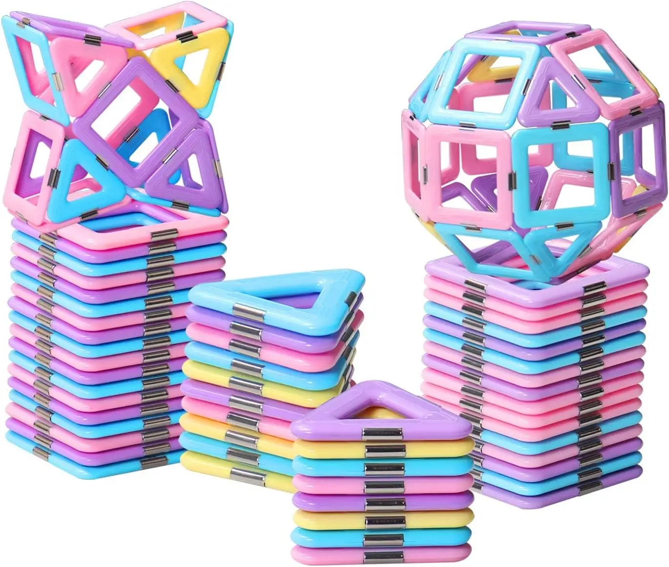 

Magnetic Tiles Toys for 3 4 5 6 7 8+ Year Old Boys Girls Upgrade Macaron Castle Blocks Building Set for Toddlers STEM Creativity