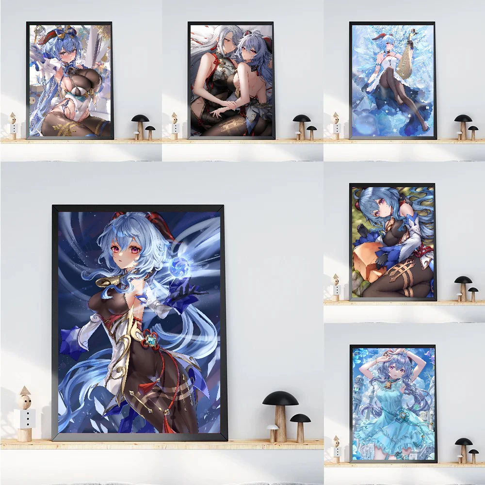 Game Genshin Impact Ganyu Poster Paper Print Home Bedroom Entrance Bar Cafe Art Painting Decoration