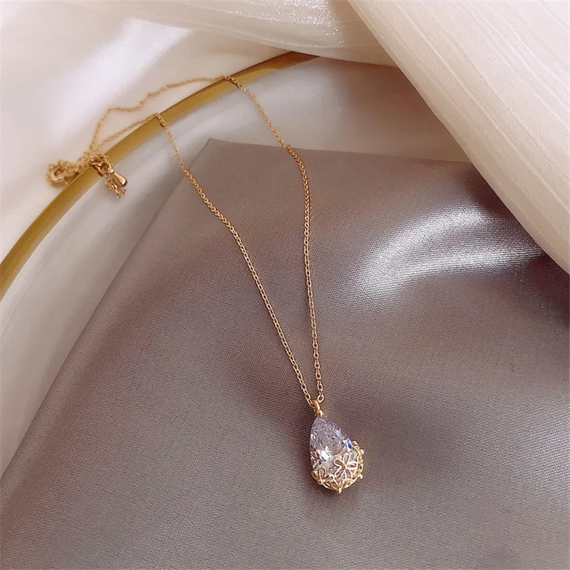 14K Gold Water Drop Lab Diamond Pendant Real 925 Sterling Silver Party Wedding Pendants Necklace For Women moissanite Jewelry - view 4