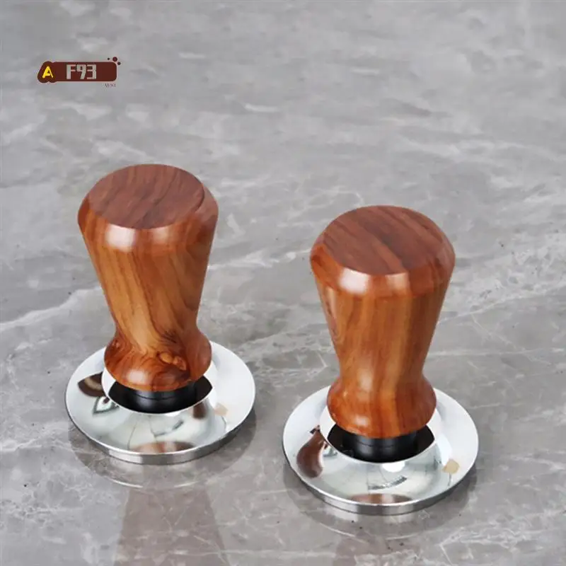 

AF93-Coffee Tamper Wooden Handle Barista Espresso Maker Grinder Handmade Coffee Powder Hammer Tamper Ripple Base
