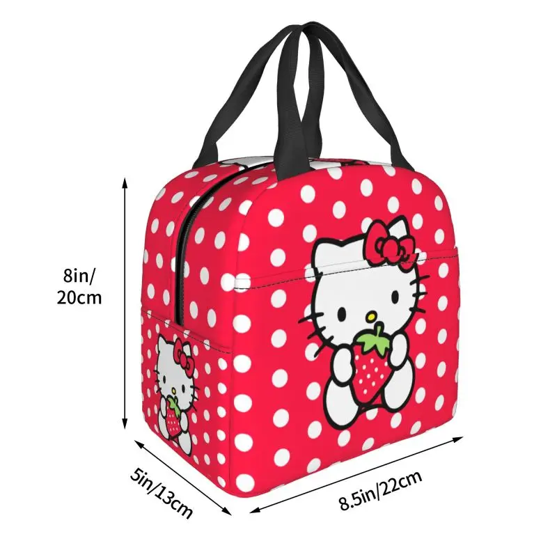 Custom Hello Kitty Lunch Bag Men Women Thermal Cooler Insulated Lunch Box for Kids School Food Picnic Tote Bags