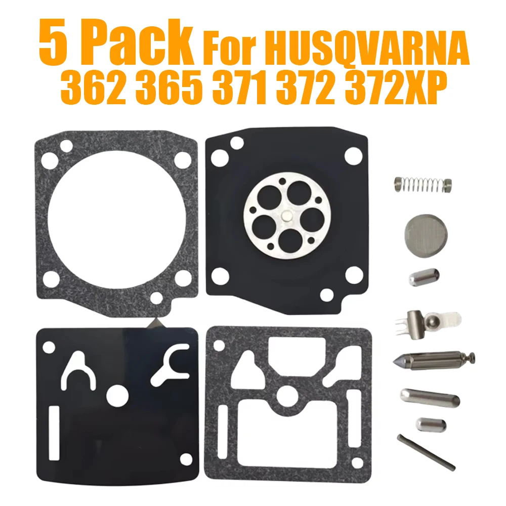 5Pack Carburetor Repair Kit for HUSQVARNA 362 365 371 372 372XP JONSERED 2065 2165 Diaphragm Rebuild Chainsaw Replace Spare Part