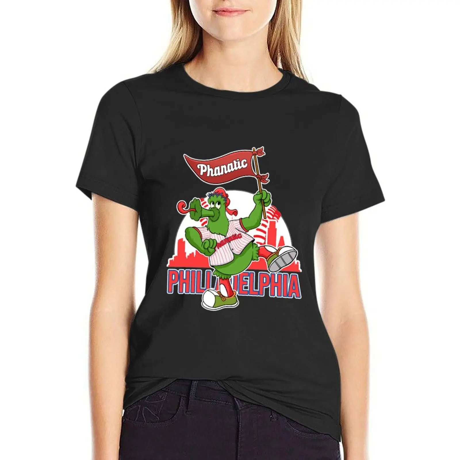 Camiseta gráfica do Phillies feminino, roupas femininas, extragrande, fofo