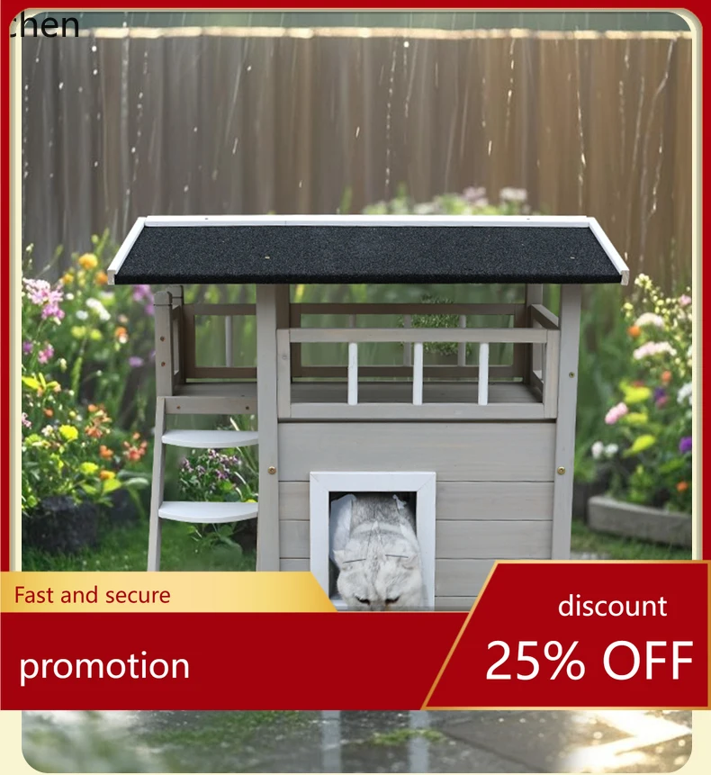 

ZML Solid Wood Cat Nest Four Seasons Universal Indoor and Outdoor Double-layer Household Cat Room