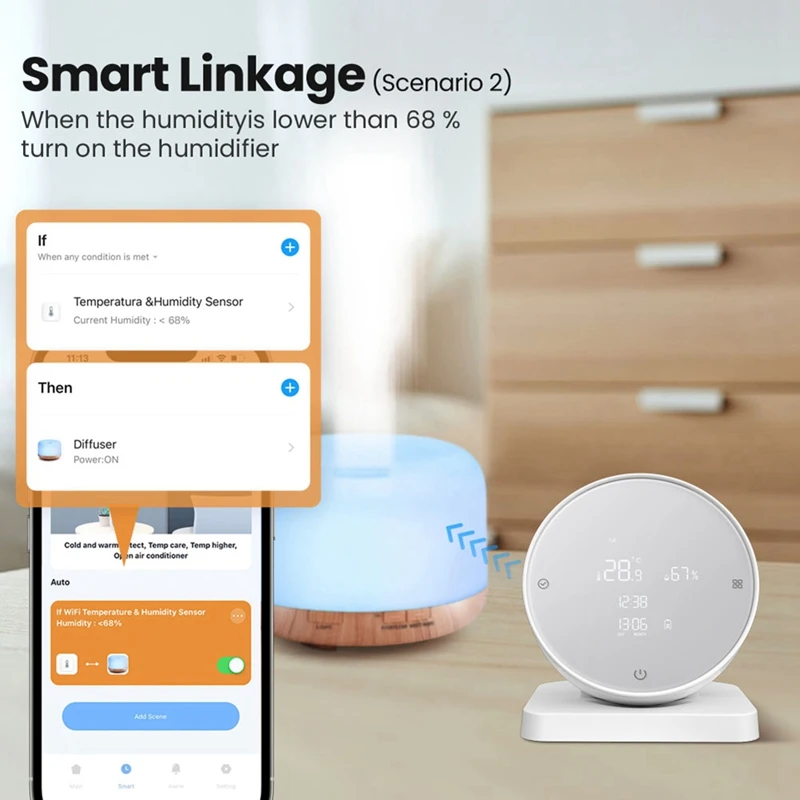Temperature And Humidity Sensor Wifi Tuya Smart With LCD Display APP/Voice Control