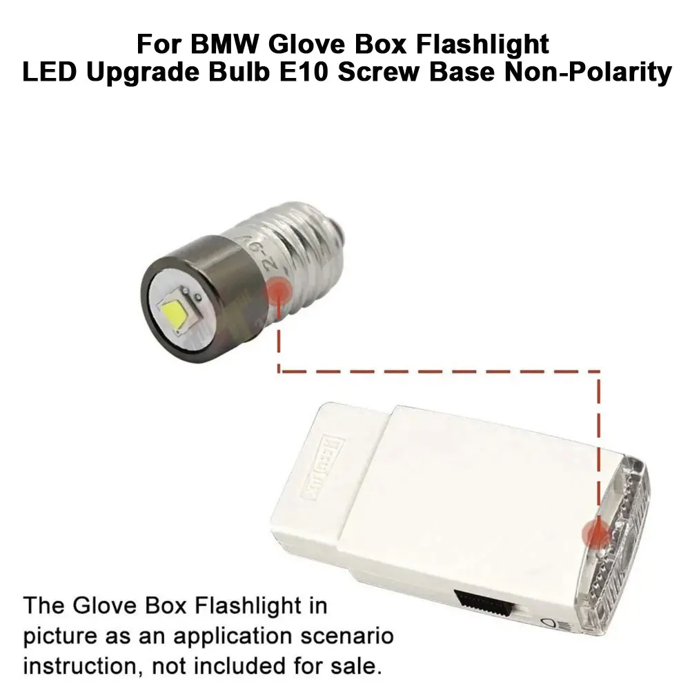 For BMW Glove Box Upgrade Flashlight LED Bulb Non-Polarity E10 Screw Base