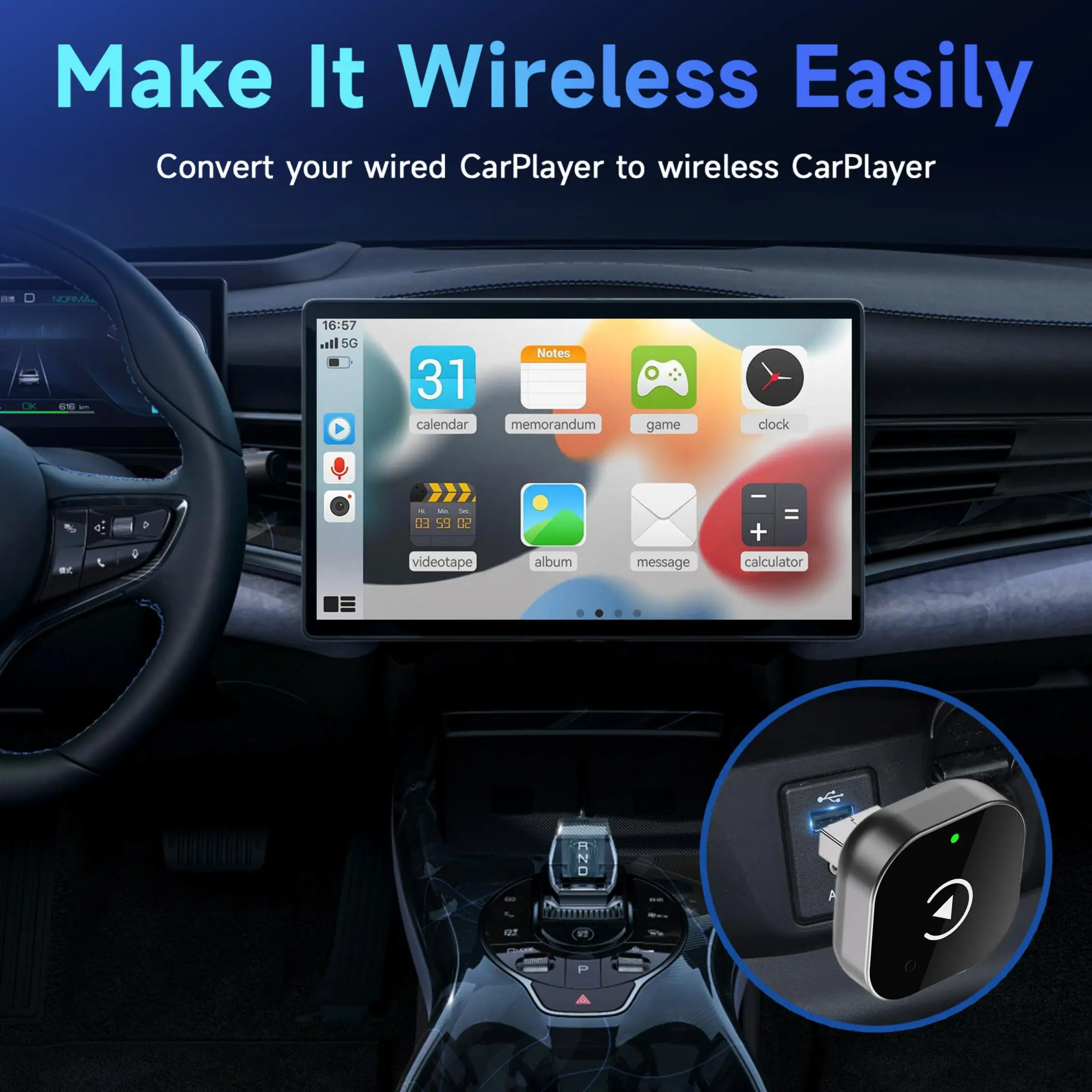 محول CarPlay & Android Auto اللاسلكي - ترقية تصميم صغير لعام 2025 - يحول سلكيًا إلى اللاسلكي، التوصيل والتشغيل، وإعادة الاتصال التلقائي