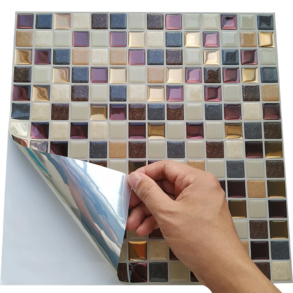 Self Adhesive Vinyl Mosaic Sticker for Kitchen, Peel and Stick Backsplash, Waterproof Wall Tile