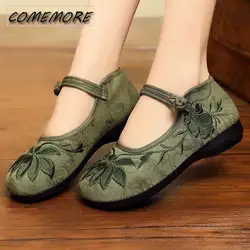 Women Retro Chinese Traditional Embroidery Flat Shoes Lady Cute Anti Skid Dance Shoes Round Toe Casual Fashion Spring Autumn New