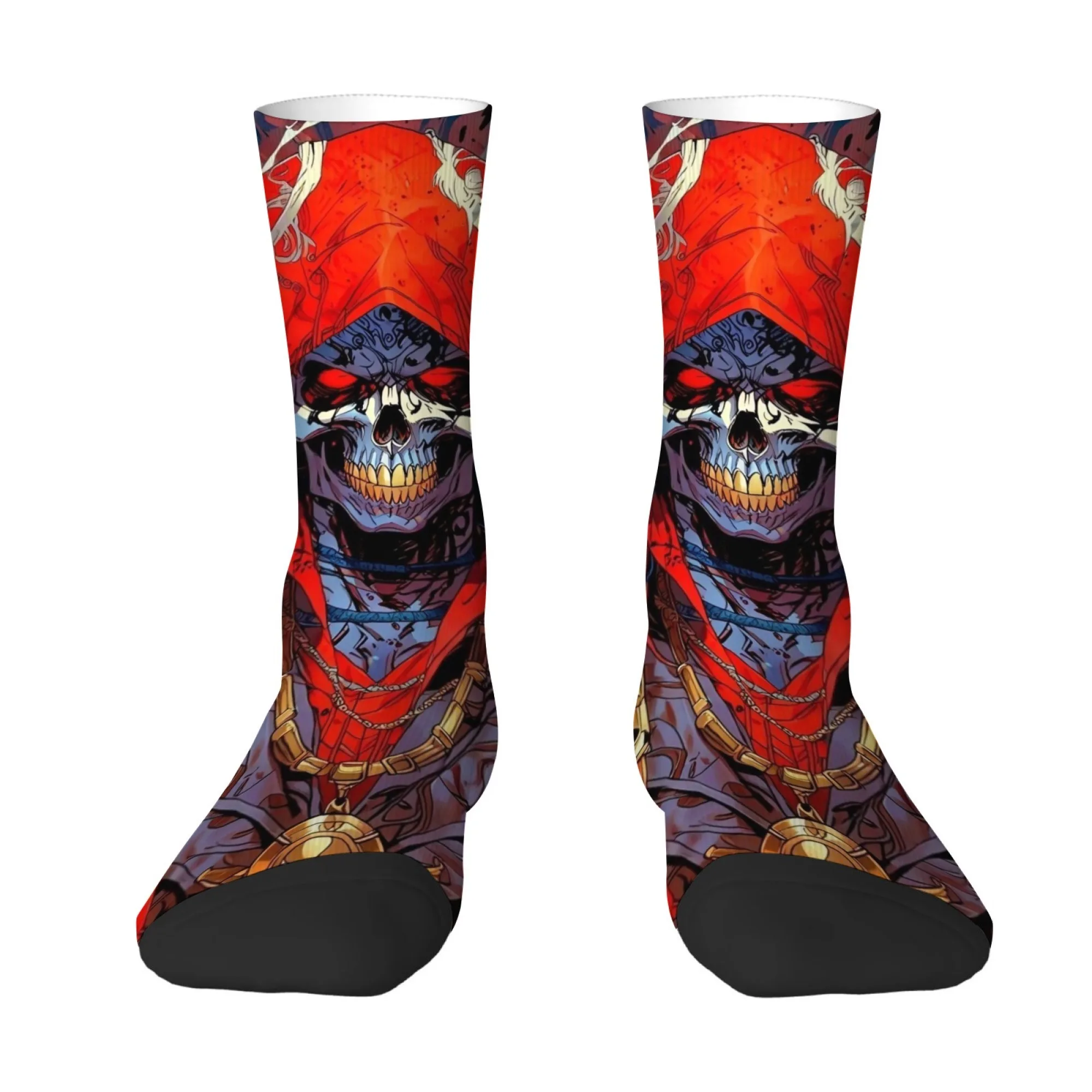 

Мужские гольфы Red Robe Skull King с готическим принтом, темные, в стиле комиксов, бунтарские, уличные, удобные, дышащие, прочные