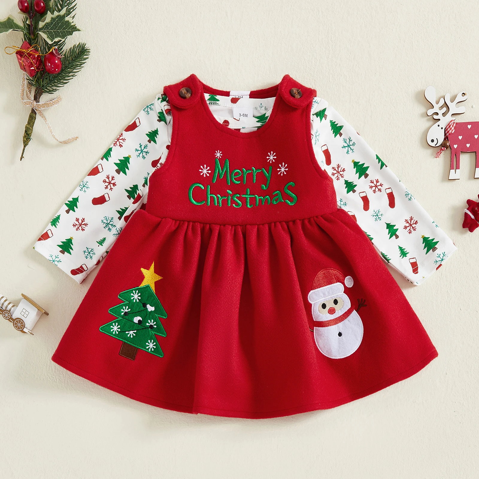 Baby Mädchen Weihnachtsoutfit  – Embroidery Xmas Tree Bewertung und Preis