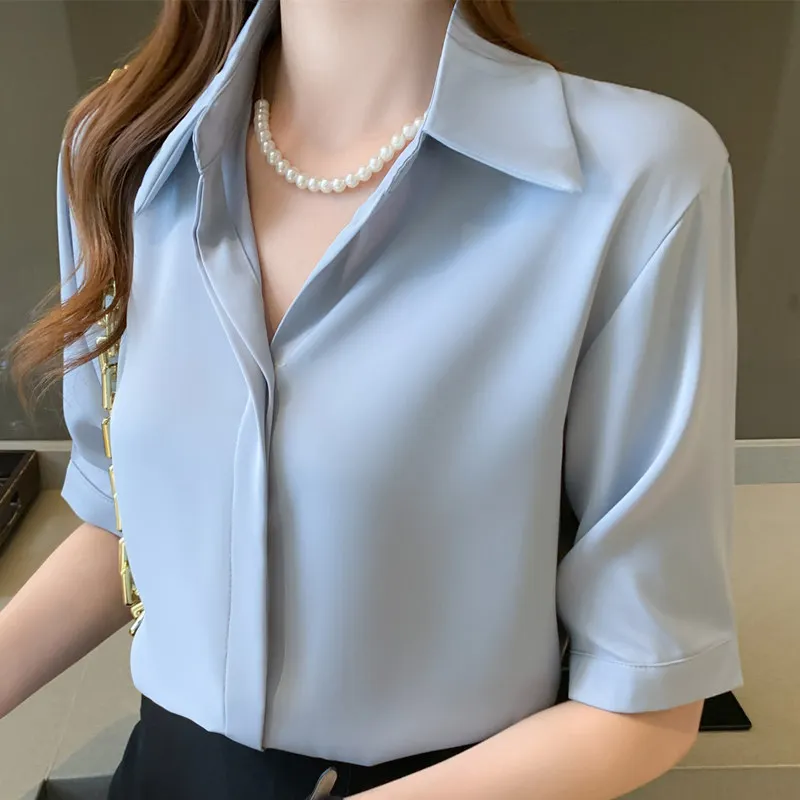 

Профессиональная женская летняя рубашка белого цвета, немнущаяся, не требующая глажки, с рукавом до локтя, уникальный дизайн, модный топ-рубашка для женщин