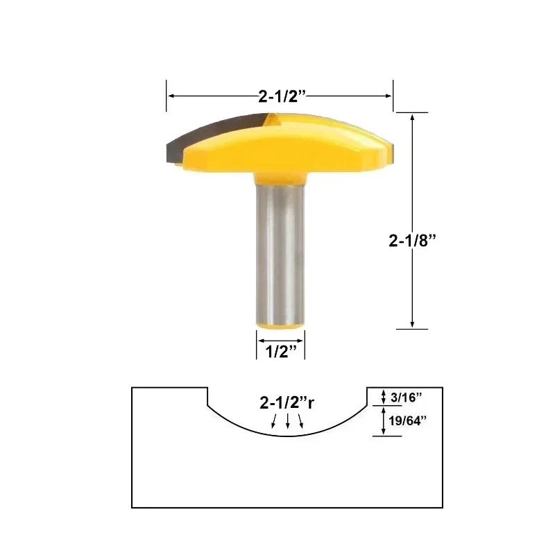 

1pc 12mm 1/2" Shank 2-1/2" Wide Big Bowl Router Bit 2.5" Concave Radius Milling Cutters Wood Work Crown Bits
