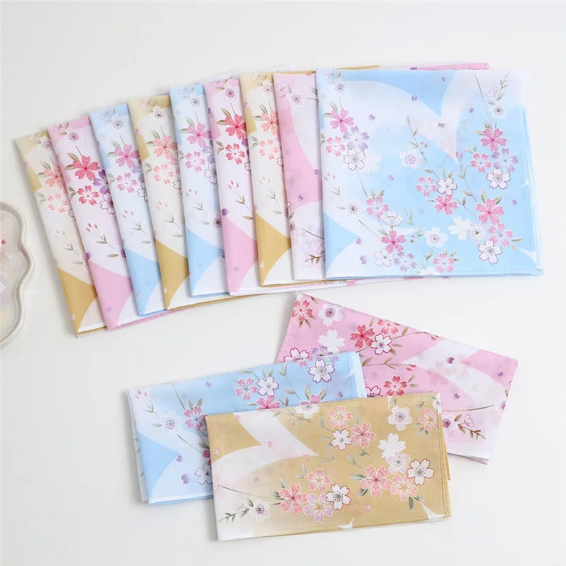 6Pcs Women's Printed Cotton Handkerchief Vintage Square Soft Breathable Pocket Hankie for Daily Use Sweat Tears Wiping Cloth