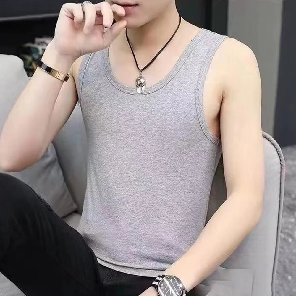 Spring Winter Autumn Male Undershirt Vest Mens Sleeveless Solid Color Tank Top Thermal Casual Fleece Keep Warm