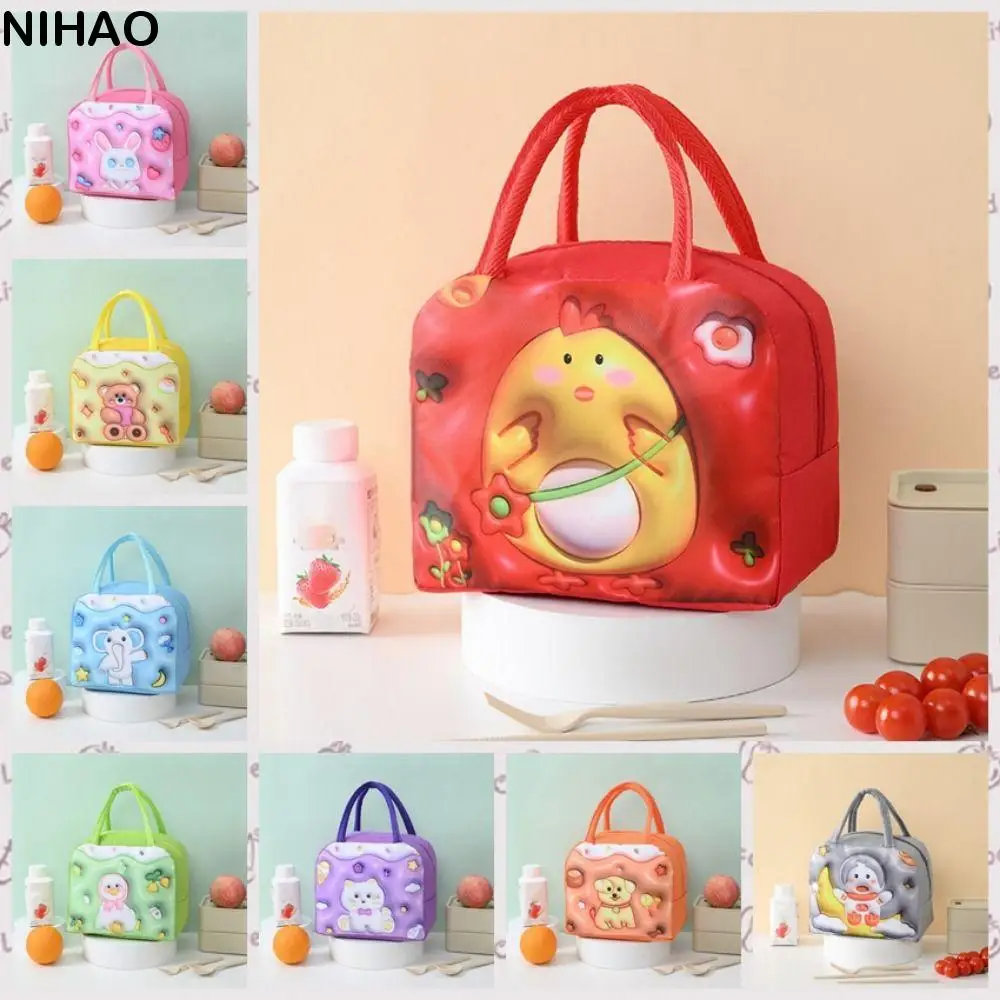 

Aluminum Foil 3D Cartoon Insulated Lunch Bag Handheld Large Capacity Cool Food Bag with Zipper Heat Preservation