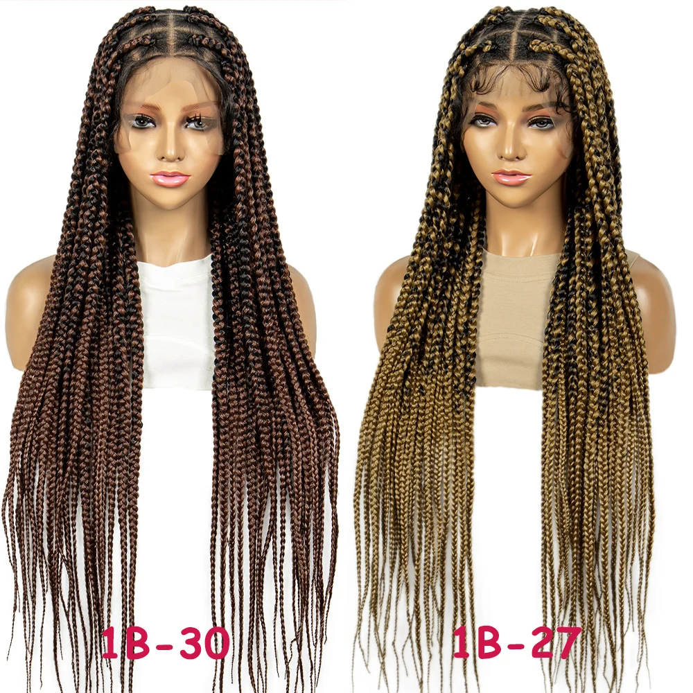 

Synthetic Cornrow Braided Wigs Full Lace Wig With Baby Hair Ombre Color Braided Wigs For Black Women