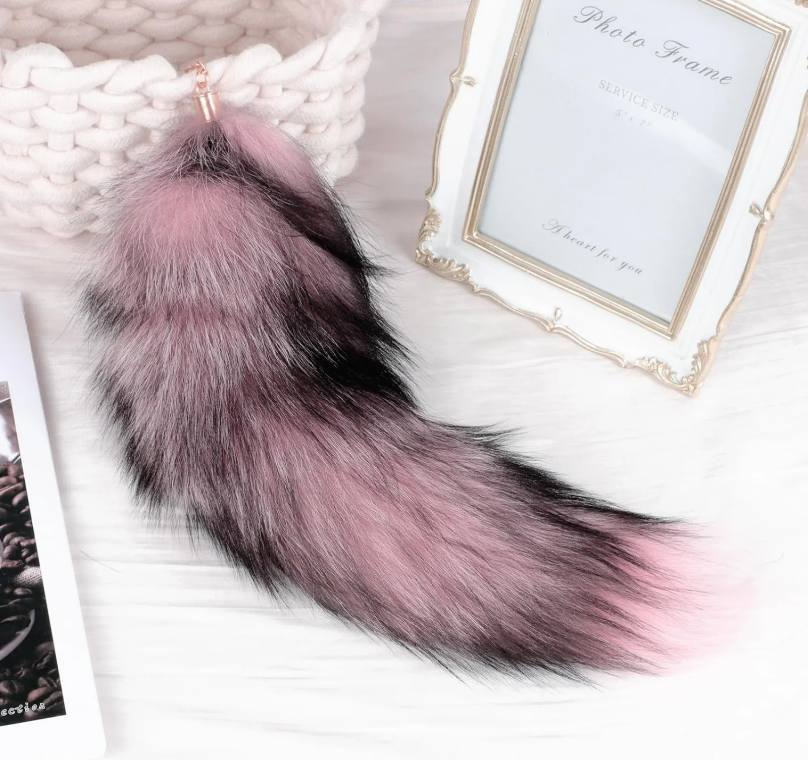 

Плюшевый брелок с хвостом аниме, подвеска на рюкзак-лиса/кошка, аксессуары для ролевых игр, косплей для костюмированных вечеринок, мягкое искусственное мех и резинка