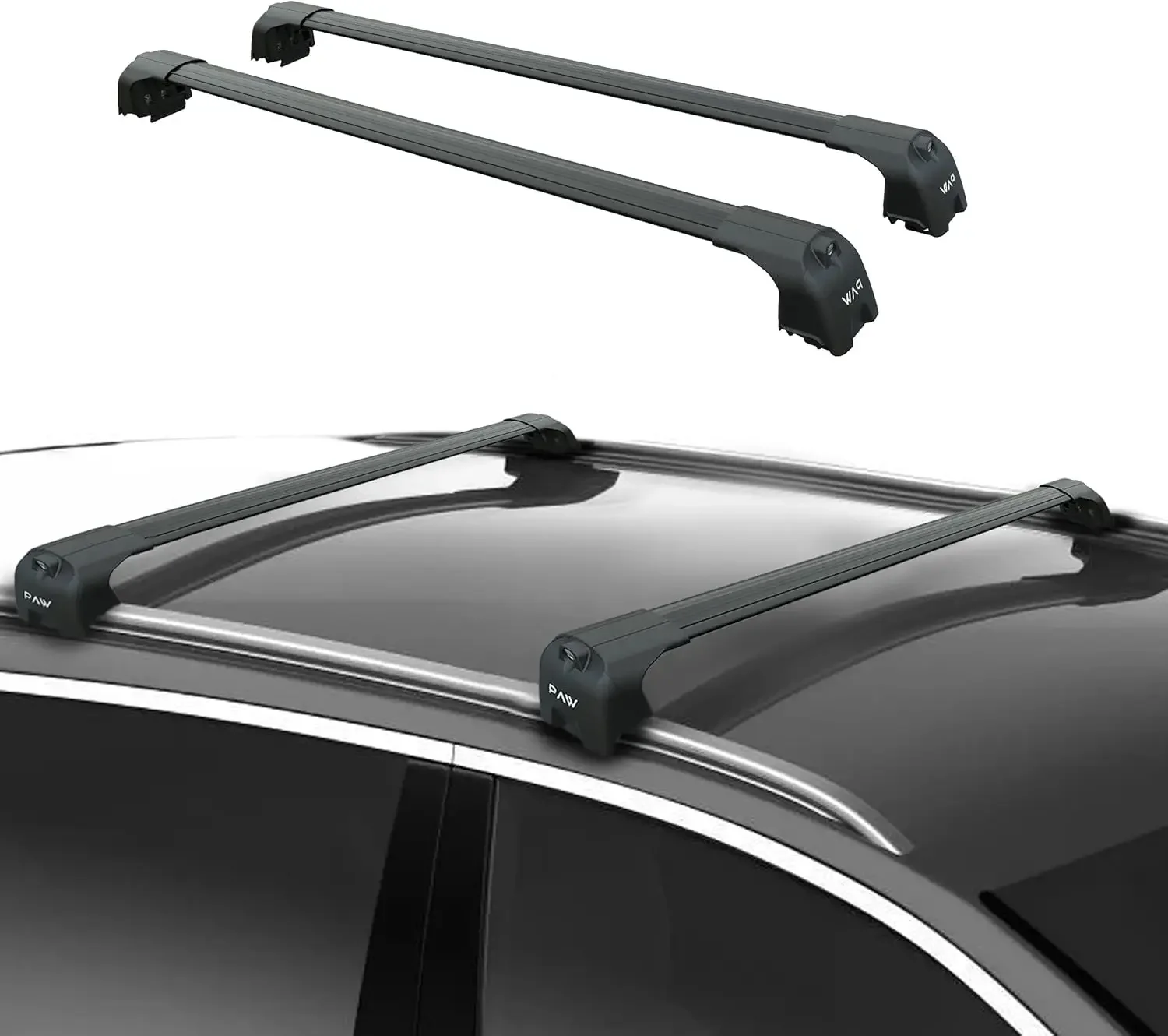 

Roof Rack Cross Bars Flush Rail Aluminum Black Fit 2023 Up Vehicle
