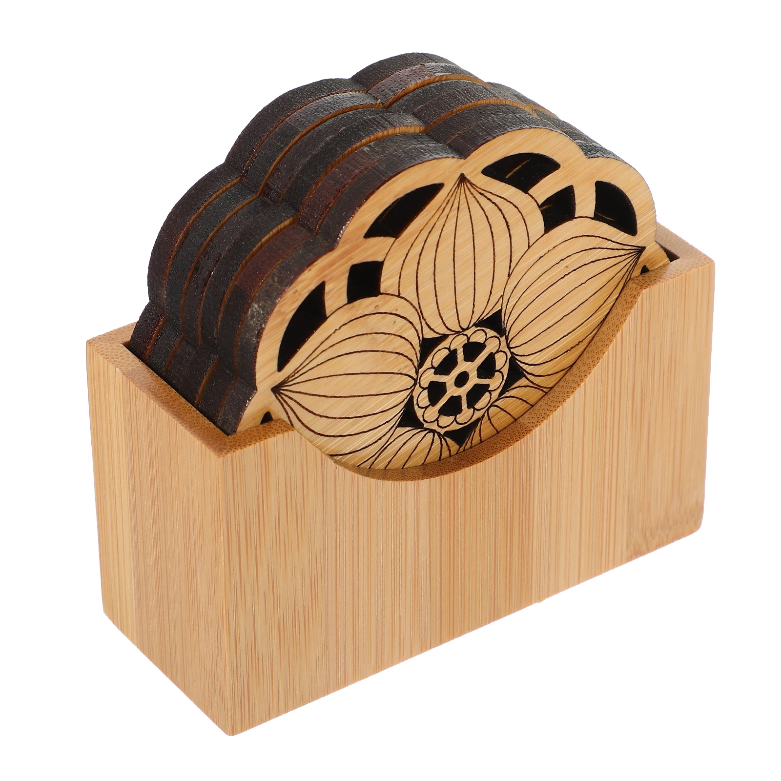 

1 set 6 Pieces Bamboo Coasters Set Heat Resistant Drink Coaster for Coffee Tea Table Decor Sturdy Smooth Surface