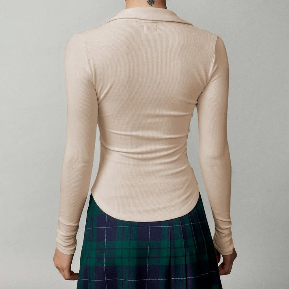 

Casual Outing Slim Fit Knit T-Shirt Casual V-Neck Shirt Applicable For Female Comfortable Fit Shirt For Casual Wear