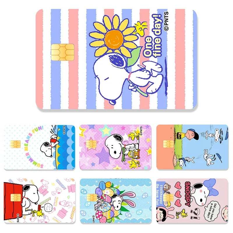 Snoopy DIY Credit Card Debit Card Stickers Anime Cartoon Waterproof Melody Poker Stickers Film Tape Skins Small Stacks