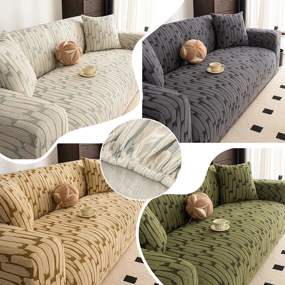 

Jacquard Sofa Covers for Living Room Elastic Thick Fleece All-inclusive Couch Corner L-shaped Sofa Slipcovers 1/2/3/4/5 Seater